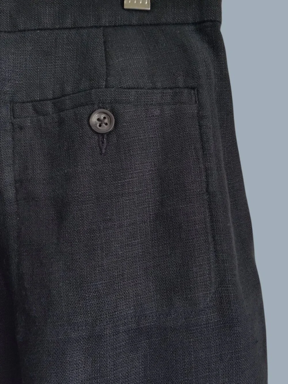 Banana Republic Womens Linen Pants Black High Rise Wide Leg Relaxed Fit 10